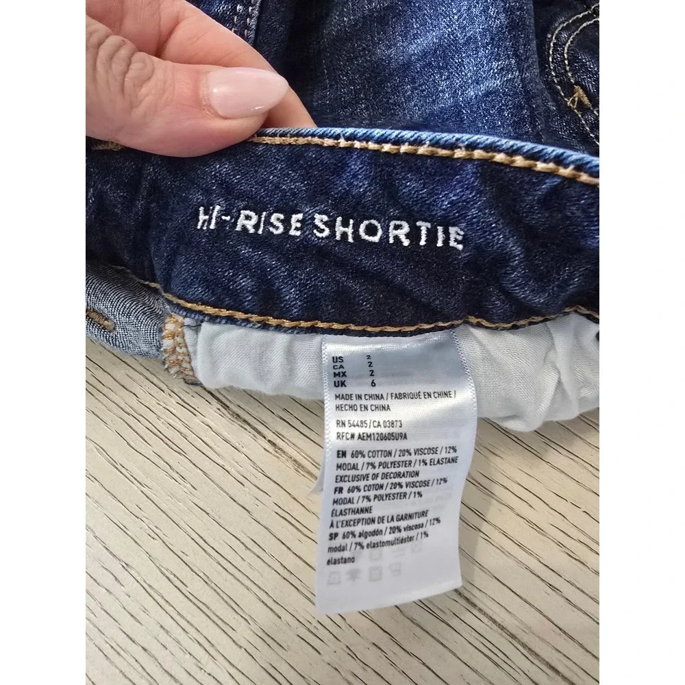 American Eagle Hi-Rise Shortie Denim Cut Off Shorts Women's 2